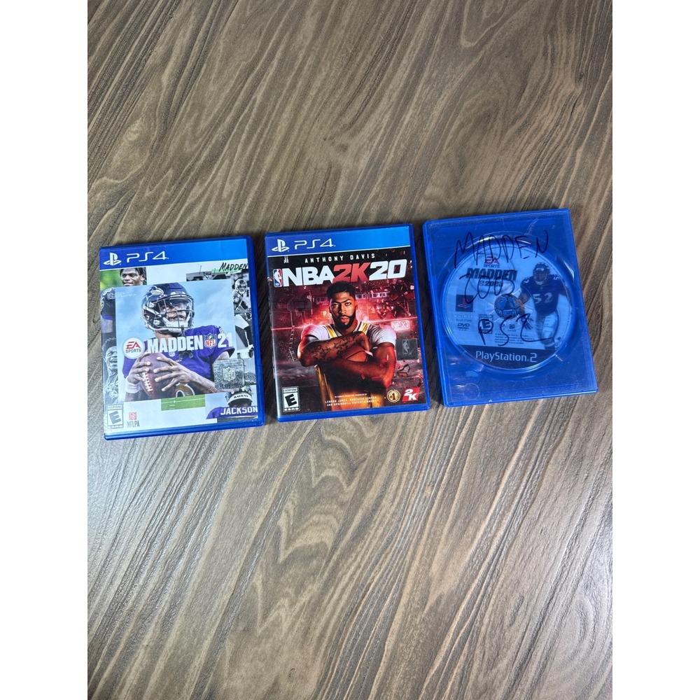 EA Sports Madden NFL 21 2003 NBA 2K20 Video Game Bundle of 3 PS4 PS2 Blue Works